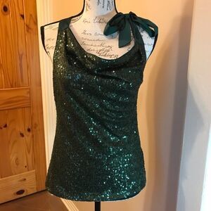 Jennifer Lopez Emerald Green Sequined Top, Size SP